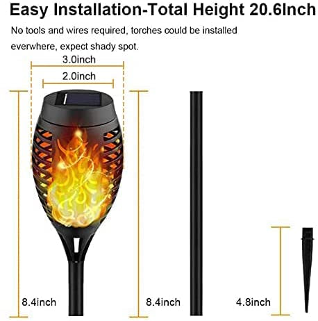 Skorter | 8-Pack: Solar Torch Light with Flickering Flame