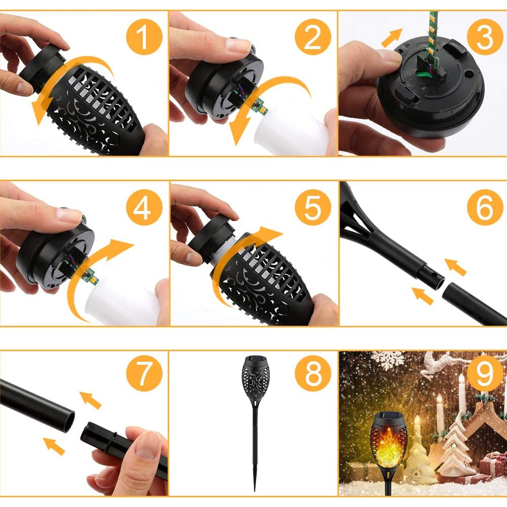 Skorter | 8-Pack: Solar Torch Light with Flickering Flame