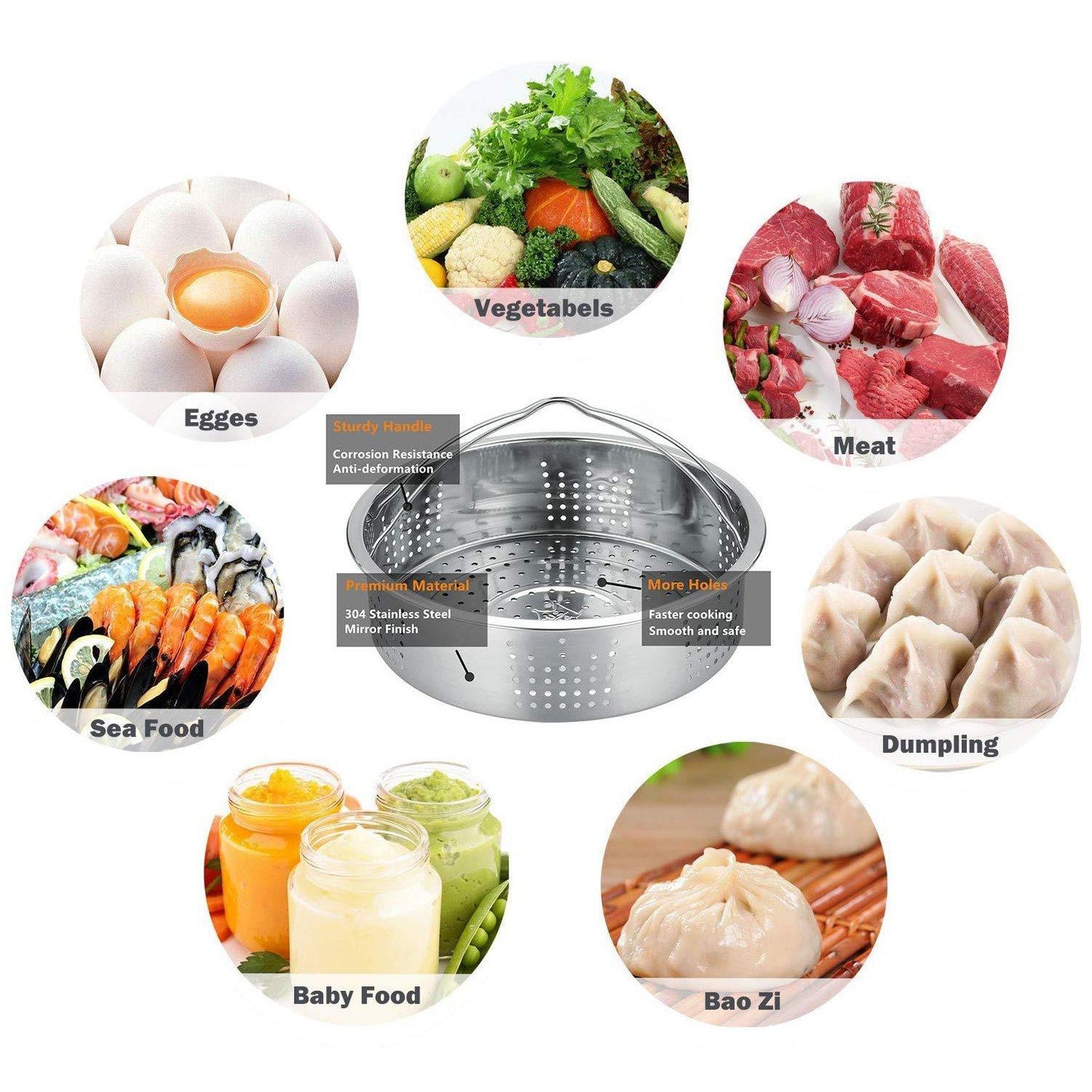 Skorter | 8-Pack: Steamer Basket Egg Steaming Rack Camping Cooking Set