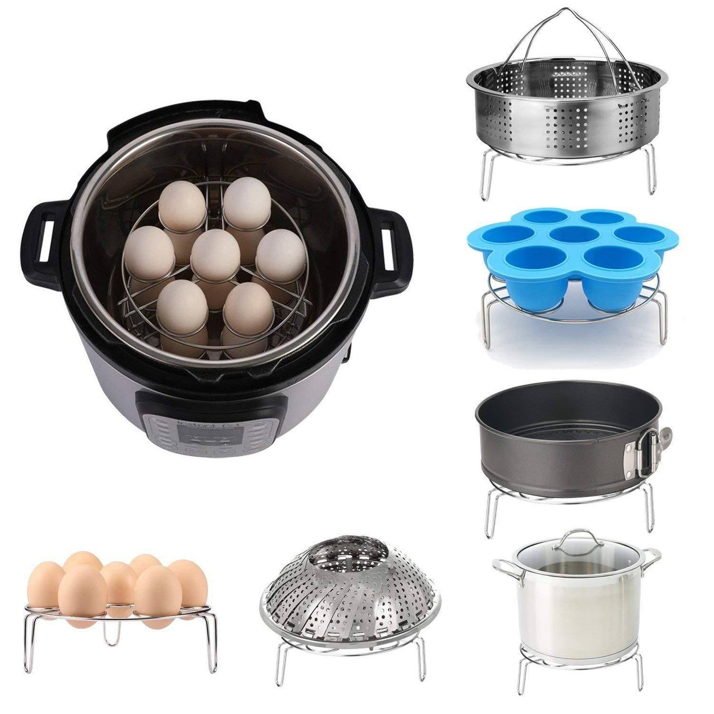 Skorter | 8-Pack: Steamer Basket Egg Steaming Rack Camping Cooking Set