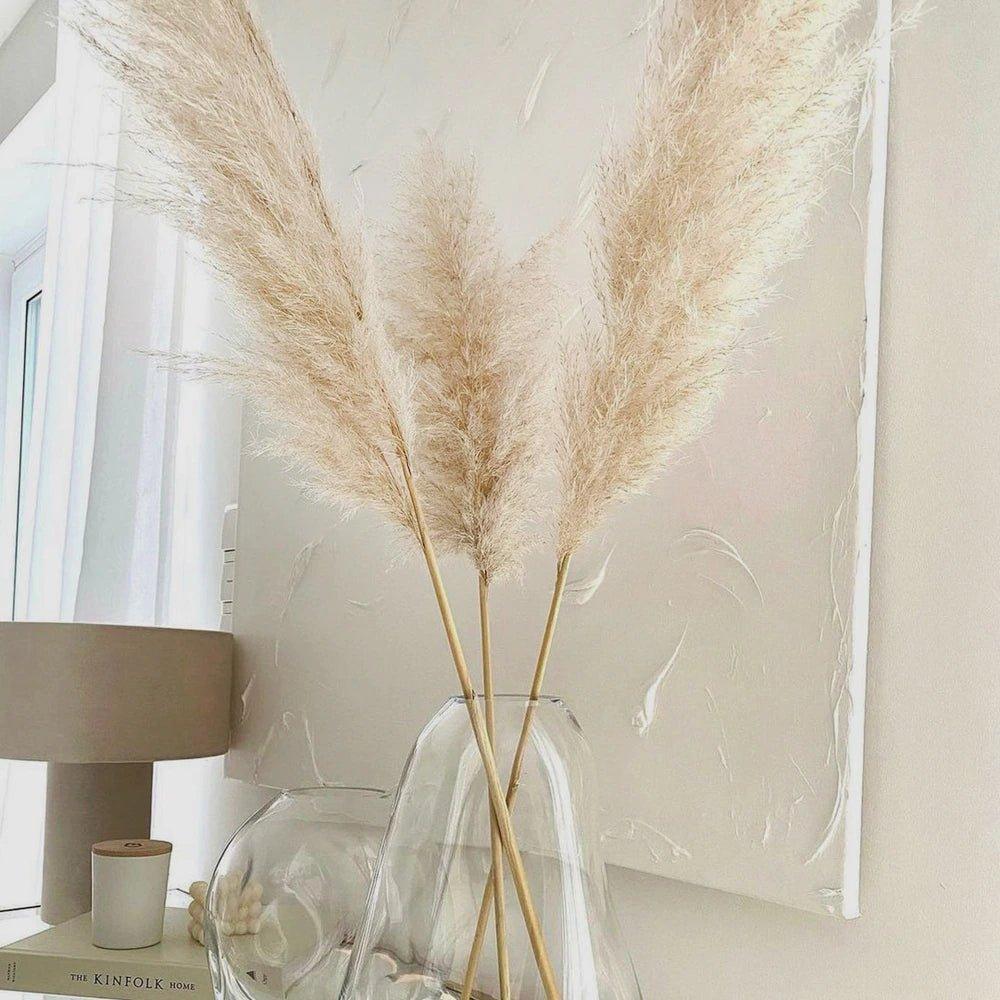 Skorter | 80 cm natural, real dried pampas grass bouquet (white / beige / gray) │ fluffy feather for modern boho home decor
