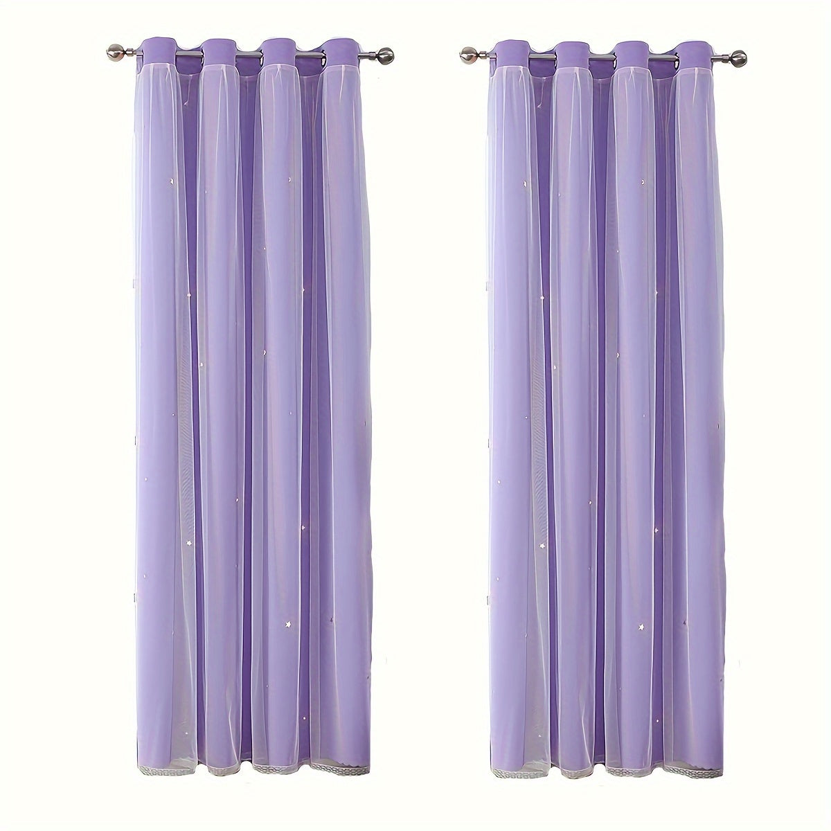 Skorter | 2-piece Set Romantic Double Layer Curtains - Semi-Blackout, Privacy Protecting