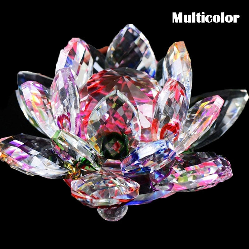 Skorter | 80Mm Quartz Crystals Lotus Flower Crafts Glass Fengshui Ornaments Healing Crystals Home Party Wicca Decor Yoga Gifts Souvenir
