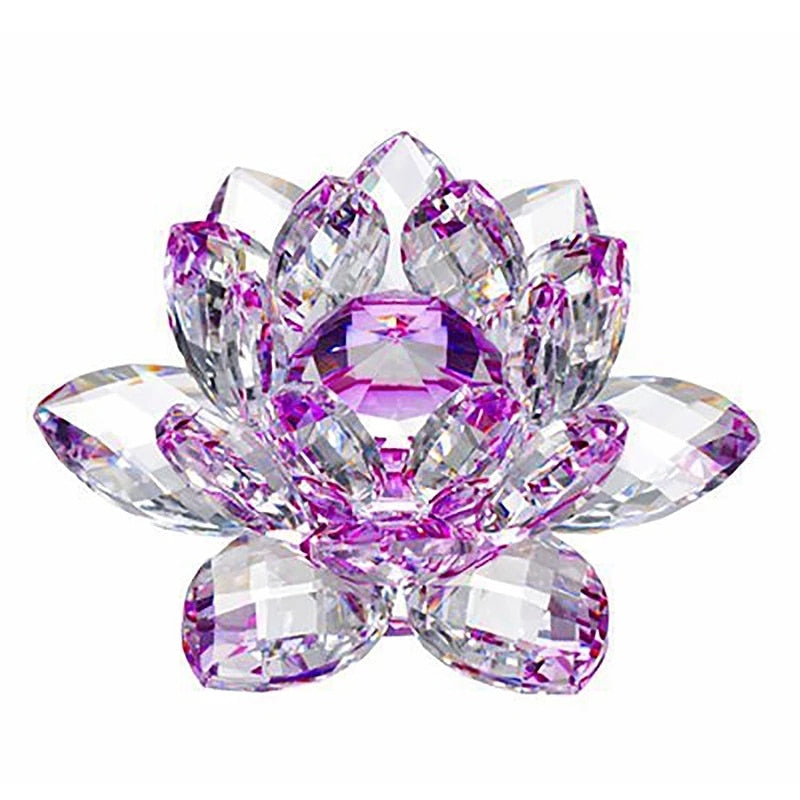 Skorter | 80Mm Quartz Crystals Lotus Flower Crafts Glass Fengshui Ornaments Healing Crystals Home Party Wicca Decor Yoga Gifts Souvenir