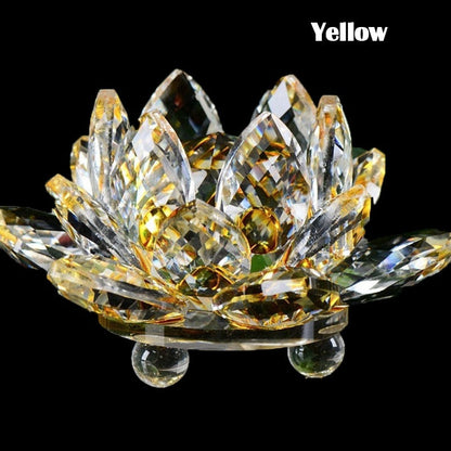 Skorter | 80Mm Quartz Crystals Lotus Flower Crafts Glass Fengshui Ornaments Healing Crystals Home Party Wicca Decor Yoga Gifts Souvenir