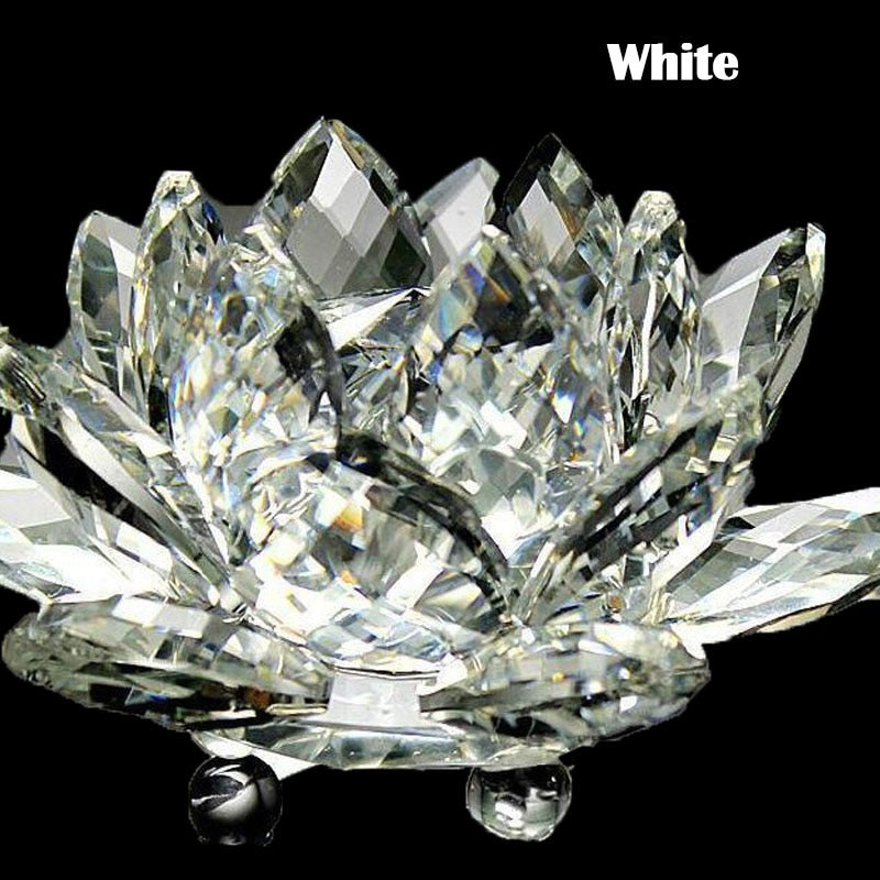Skorter | 80Mm Quartz Crystals Lotus Flower Crafts Glass Fengshui Ornaments Healing Crystals Home Party Wicca Decor Yoga Gifts Souvenir
