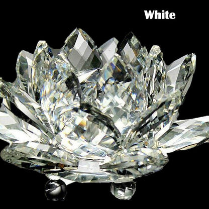 Skorter | 80Mm Quartz Crystals Lotus Flower Crafts Glass Fengshui Ornaments Healing Crystals Home Party Wicca Decor Yoga Gifts Souvenir