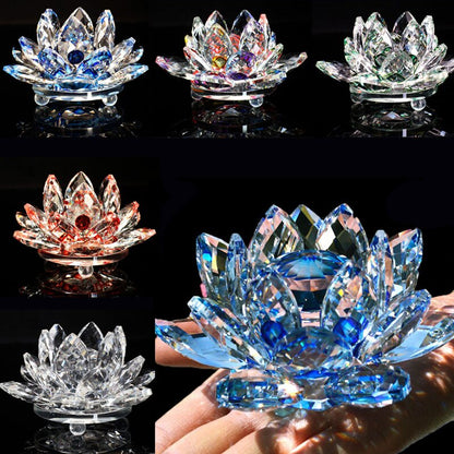 Skorter | 80Mm Quartz Crystals Lotus Flower Crafts Glass Fengshui Ornaments Healing Crystals Home Party Wicca Decor Yoga Gifts Souvenir