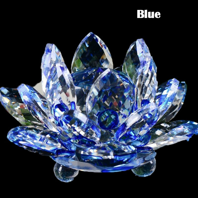 Skorter | 80Mm Quartz Crystals Lotus Flower Crafts Glass Fengshui Ornaments Healing Crystals Home Party Wicca Decor Yoga Gifts Souvenir