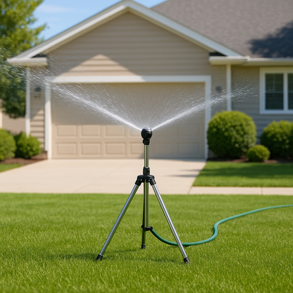 Skorter | Adjustable 360° Garden Sprinkler on Tripod – Stainless Steel Height-Adjustable Lawn Irrigation System