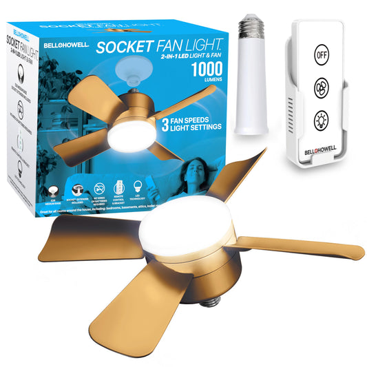 Skorter | Bell+Howell Ceiling Fan with LED Light and Remote Control, Bronze, 1000 Lumens