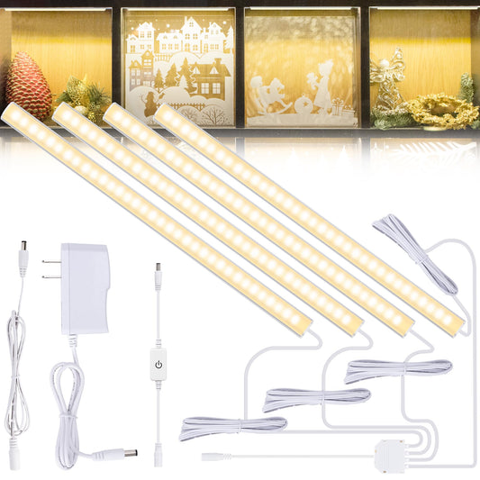 Skorter | Jusjubr 4Pcs 12" Dimmable Led Showcase Light, Warm White, Memory Function, 3000