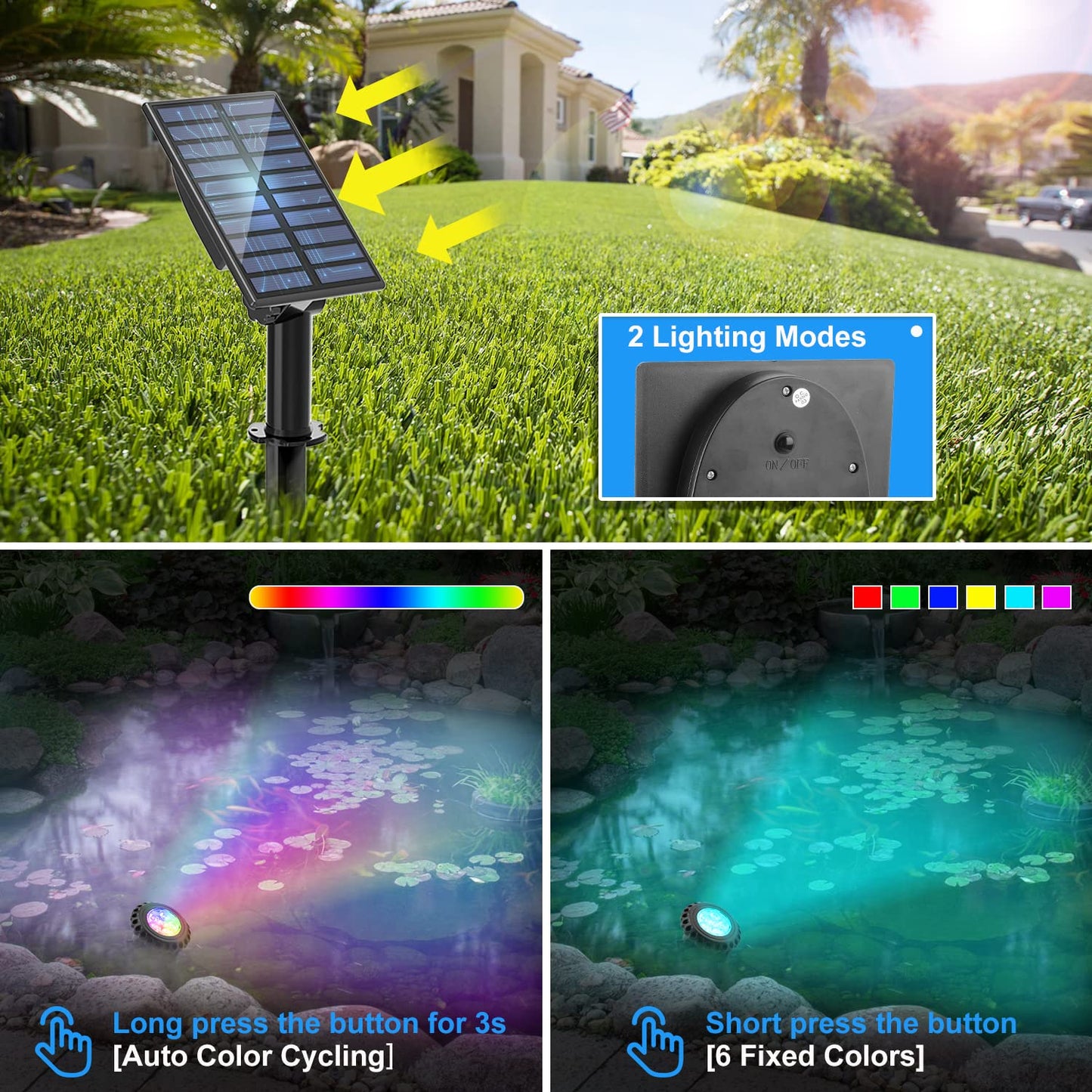 Skorter | T-Sun Sol Rgb Female Light - Ip68 Waterproof Submersible Led For Aquarium & Garden (2 Lights)