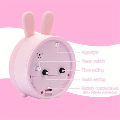 Skorter | Children's Alarm Clock with Night Light – Quiet, Rabbit Pattern & Compact Design