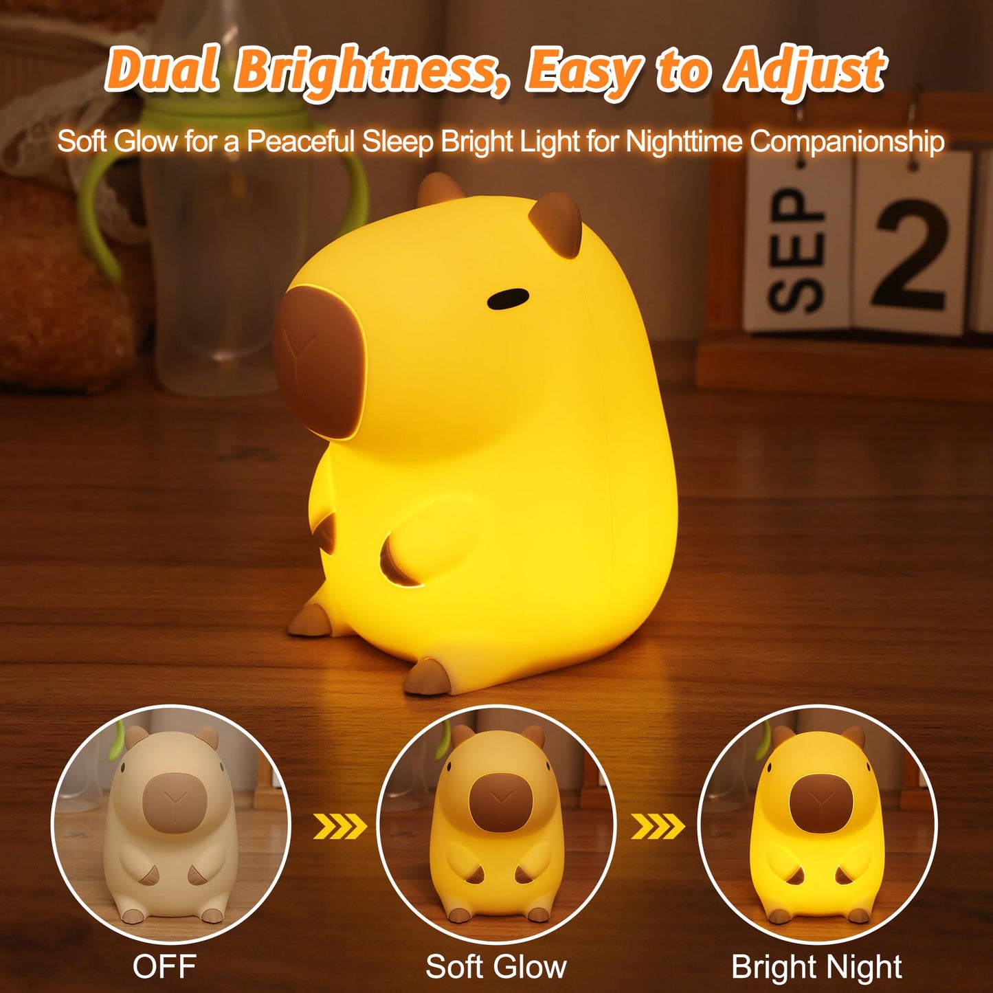 Skorter | Anywin Capybara Night Light - Cute Silicone Lamp With Rechargeable Timer & Dimmer For Kids And Gifts