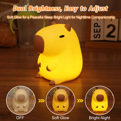 Skorter | Anywin Capybara Night Light - Cute Silicone Lamp With Rechargeable Timer & Dimmer For Kids And Gifts