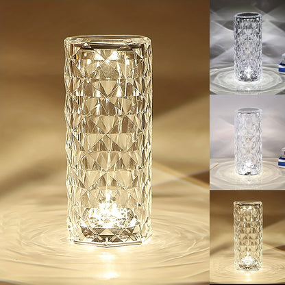 Skorter | LumiKristal - Crystal Diamond Desk Lamp with 3 Colors LED Lighting