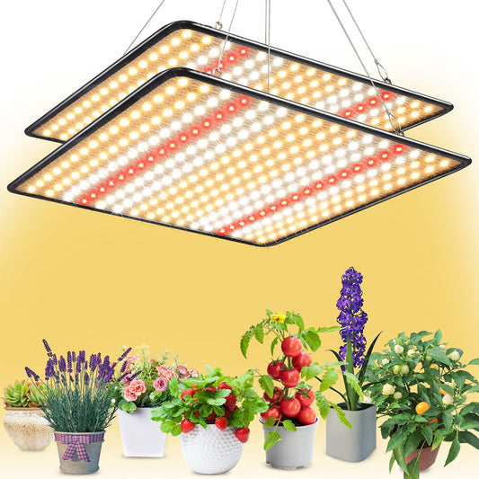 Skorter | Bavihor Growth Lights, (2-Pack) 200W LED Growth Lights For Indoor Plants Full Spectrum Plant Growth Lamps For Seedlings, Vegetation And Flowering