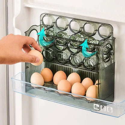 Skorter | Clear Egg Organizer – Space-Saving Rolling Fridge Storage