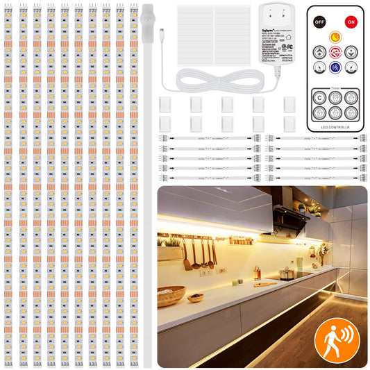 Skorter | Lafulit 10 pcs motion sensor LED strip lights, dimmable warm white under cabinet light set
