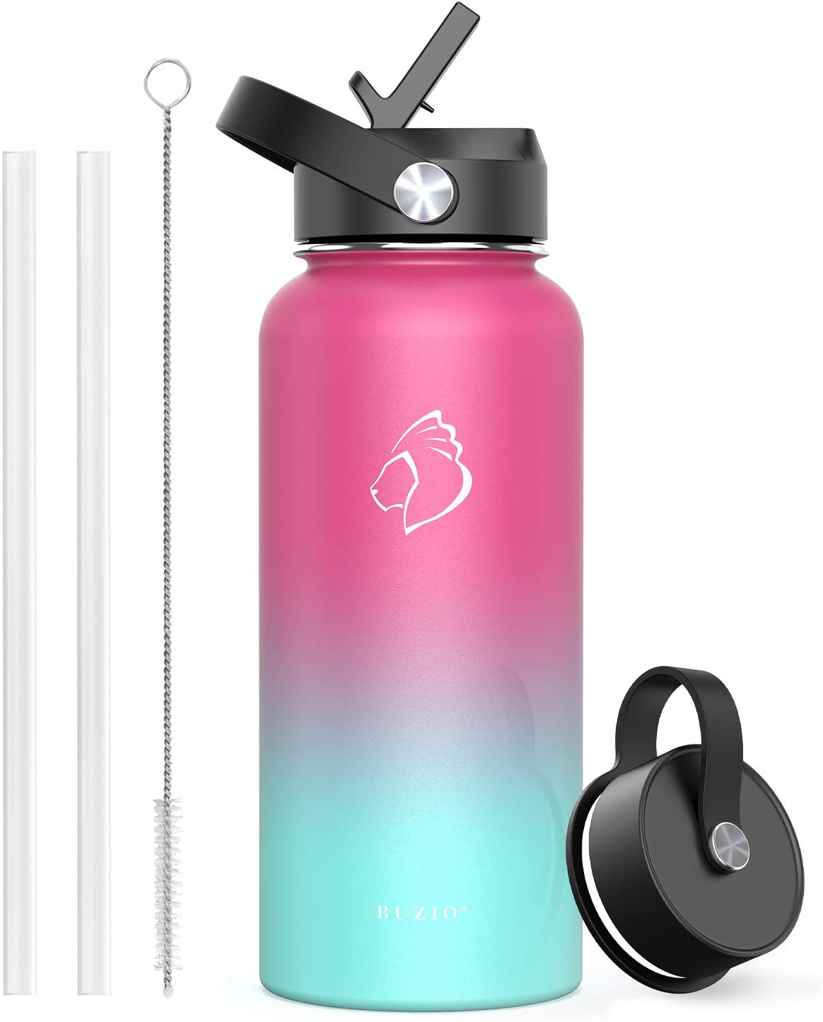 Skorter | BUZIO Insulated Water Bottle with Straw Lid and Flex Cap, 32oz, 40oz, 64oz, 87oz Modern Double Vacuum Stainless Steel Water Bottle, Cold for 48 Hours Hot for 24 Hours Easy Thermos Mug, BPA-Free