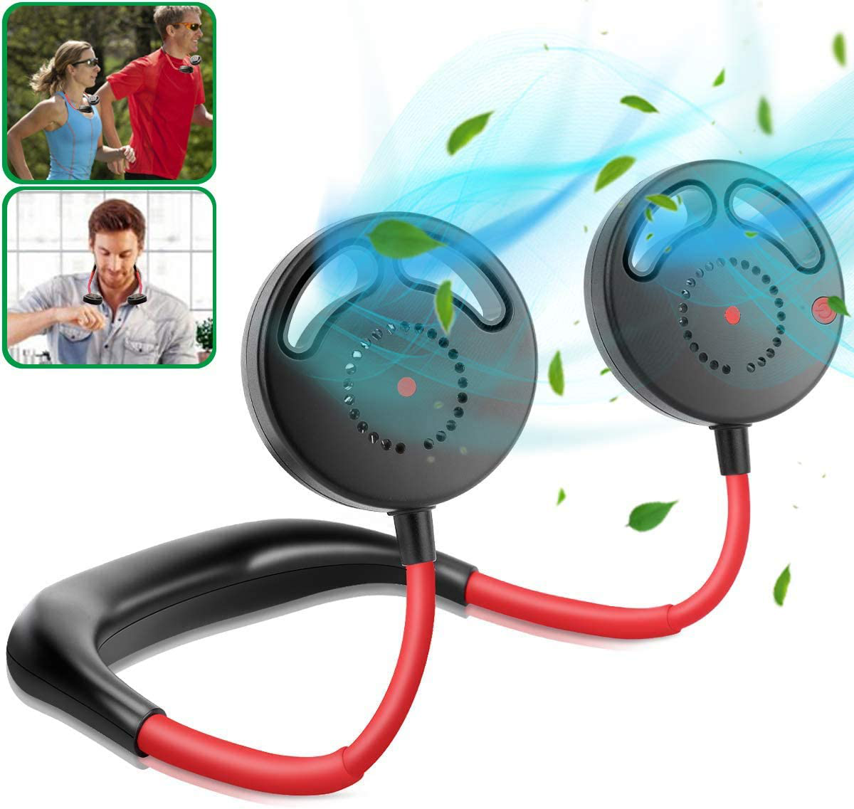 Skørter | Hands-free Portable Neck Fan, Mini USB Bladeless Personal Fan with Neck Hanging Design USB Battery Rechargeable with 3 Speeds Adjustable Airflow, 2 Wind Modes for Travel Outdoor Office Home Sports