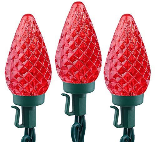 Skørter | Brizled Red Christmas Lights, 16 Feet 25 LED Faceted C9 Christmas Lights, Connectable 120V UL Certified Christmas Tree Lights