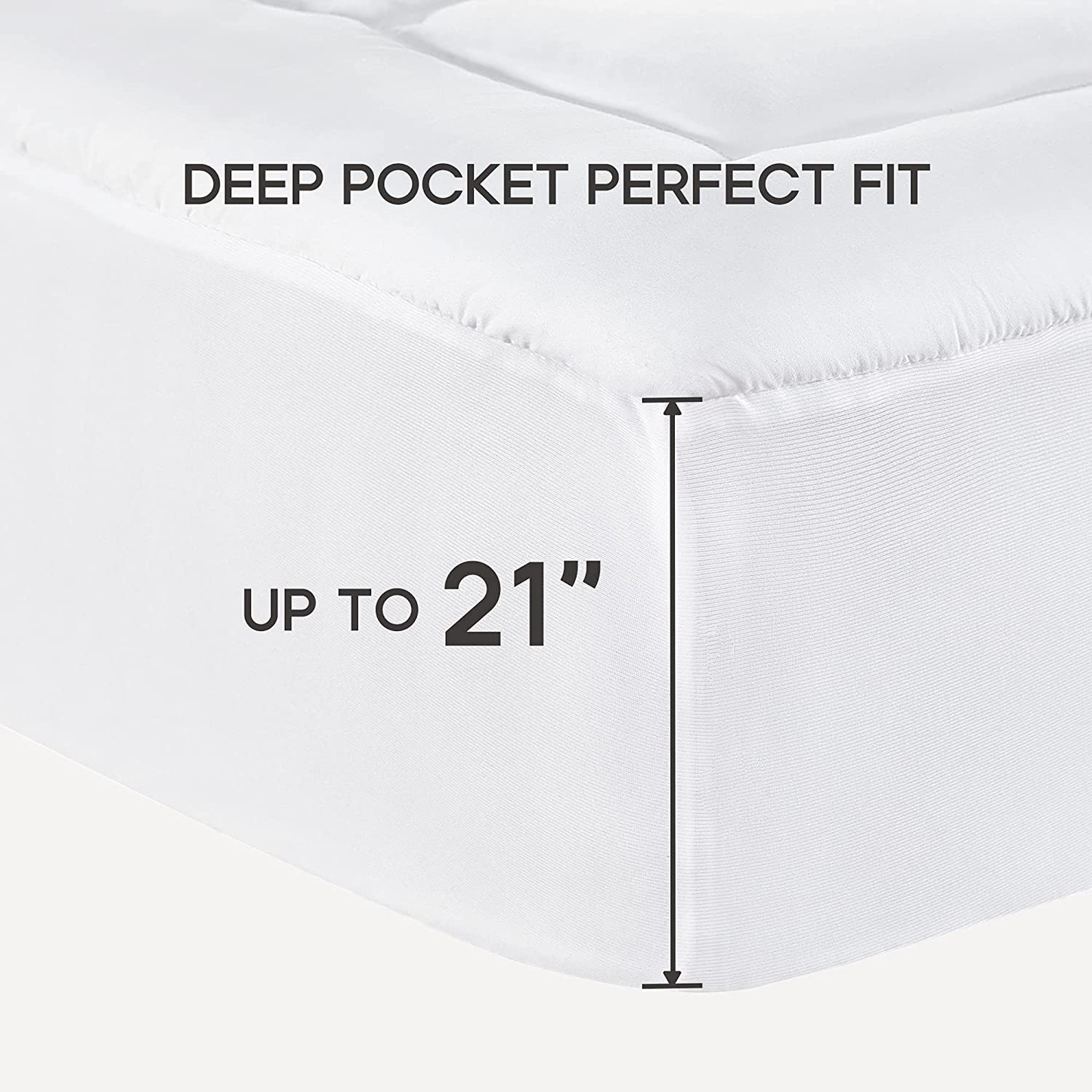 Skorter | SONIVE Quilted Mattress Protector Soft Fuzzy Pillow Top Mattress Protection Down Alternative Filling Tops Stretch Up to 21 Inch Deep Pocket (White, Twin)