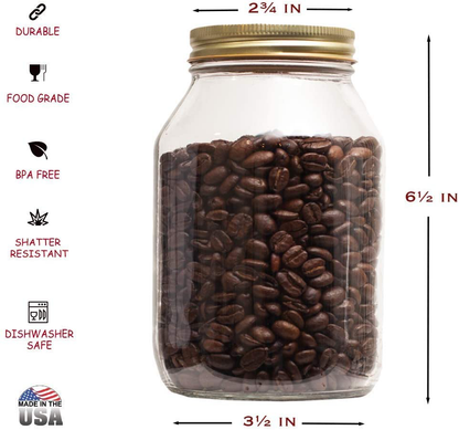 Skorter | Ehomea2z Mason Glass 32 Oz with Lid Regular Mouth (12 Pack) Store Spices, Storage, Meal Prep, Overnight Oats, Dry Food, Salads, Drink