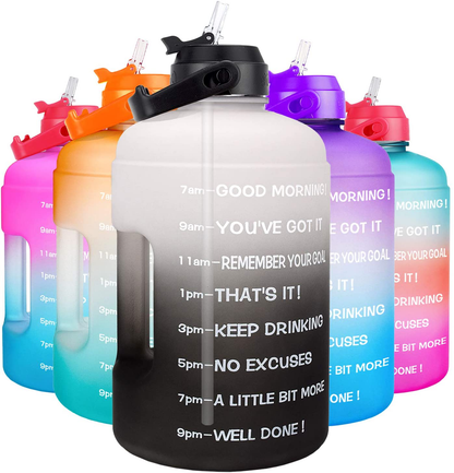 Skorter | 1 Gallon Water Bottle - with Straw & Motivational Time Marker Leakproof BPA Free