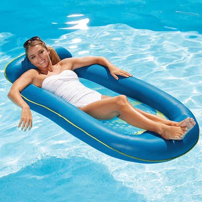 Skorter | Aqua Comfort Luxury Water Lounge, X-Large, Inflatable Pool Float with Headrest & Footrest, Bubble Waves (AQL11310WA)