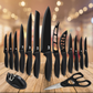 Skørter | 15-piece Kitchen Knife Set - High carbon stainless steel, non-stick coating, rust-resistant, ergonomic handles