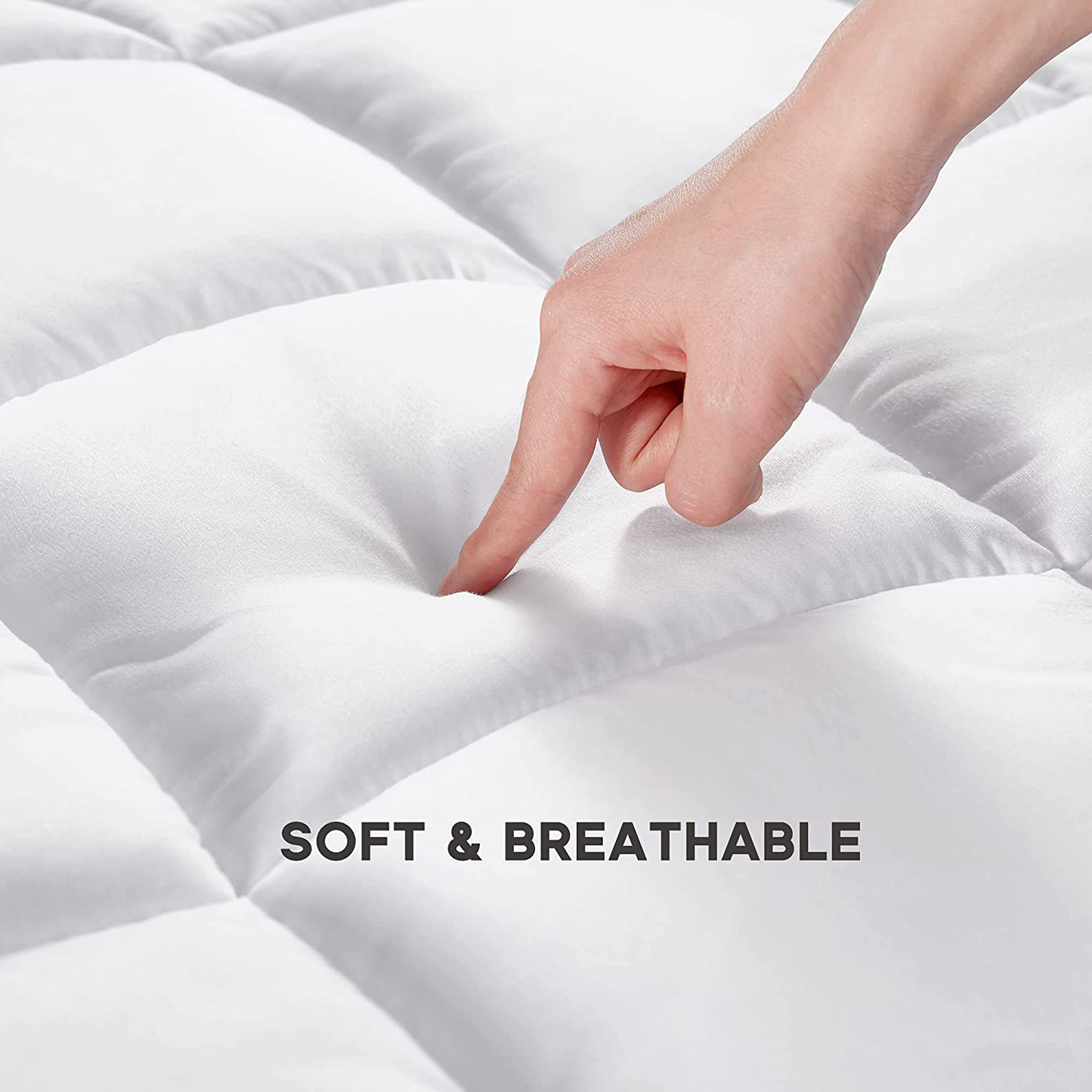 Skorter | SONIVE Quilted Mattress Protector Soft Fuzzy Pillow Top Mattress Protection Down Alternative Filling Tops Stretch Up to 21 Inch Deep Pocket (White, Twin)