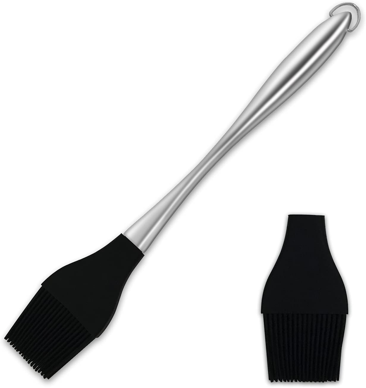 Skørter | Pastry Brush, Basting Brush, BBQ Brush with Silicone Bristles Head, 11.4 Inches Stainless Steel Hollow Long Handle