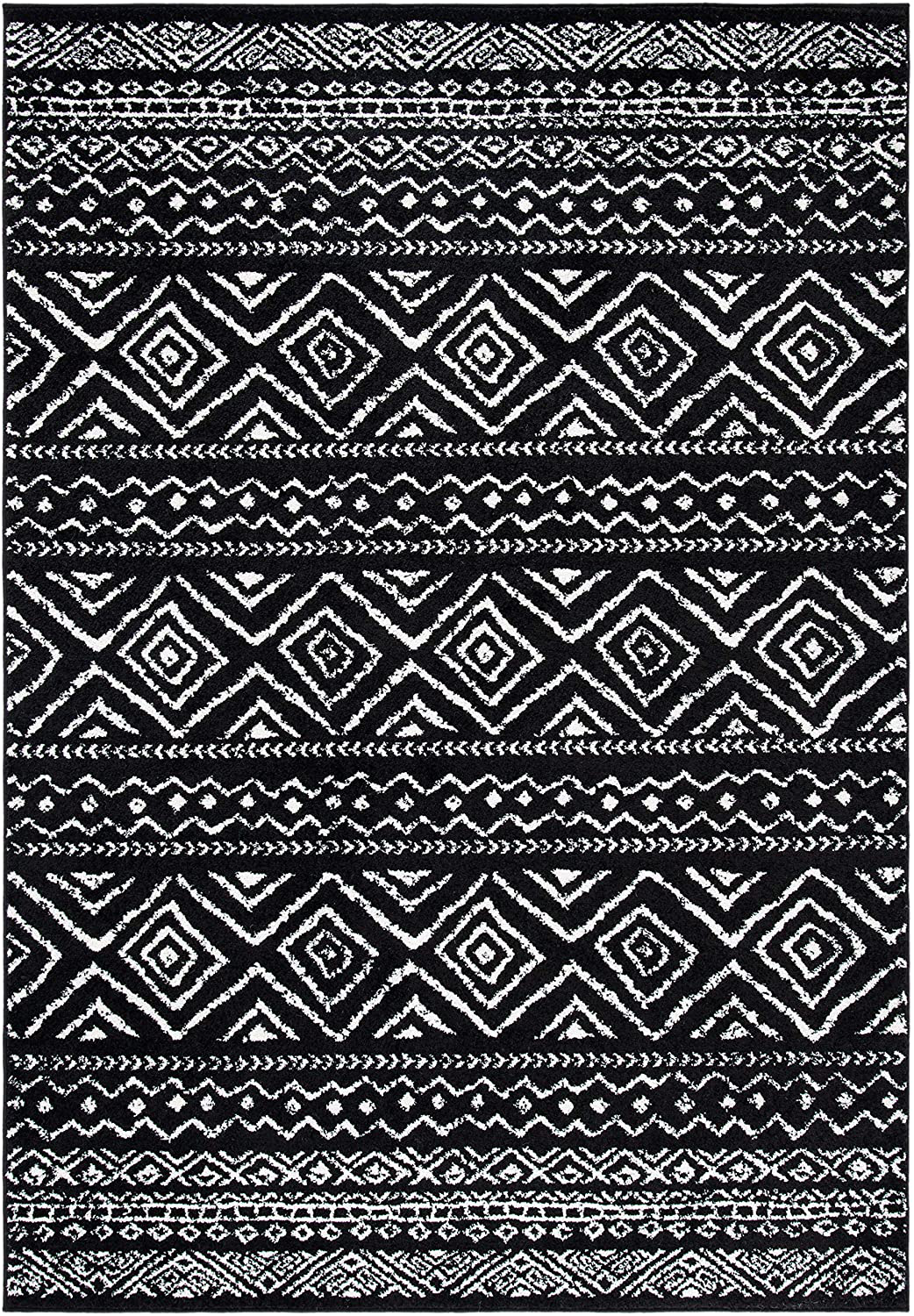 Skørter | Safavieh Tulum Collection TUL267Z Moroccan Boho Distressed Non-Shedding Stain Resistant Living Room Bedroom Rug, 2' x 5', Black / Ivory