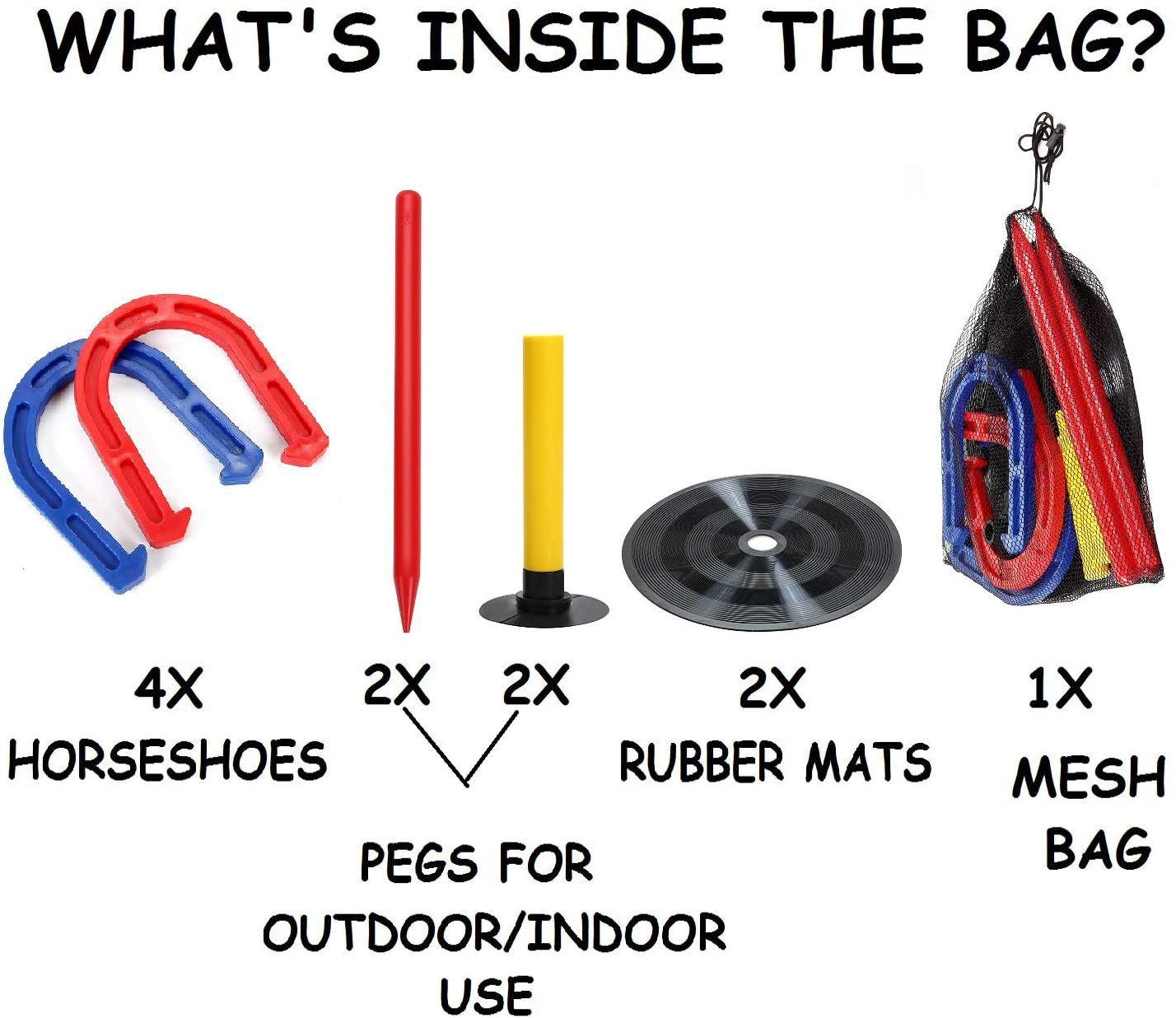 Skørter | Win SPORTS Outdoor Indoor Rubber Horseshoe Set Includes 4 Horseshoes, 2 Plugs, 2 Rubber Mats, 2 Red Plastic Plugs, Beach Game Perfect for Tailgating, Camping, Backyard, Fun for Kids Adults