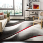 Skørter | Safavieh Hollywood Collection HLW712K Mid-Century Modern Non-Shedding Stain Resistant Living Room Bedroom Area Rug, 4' x 4' Round, Gray / Red