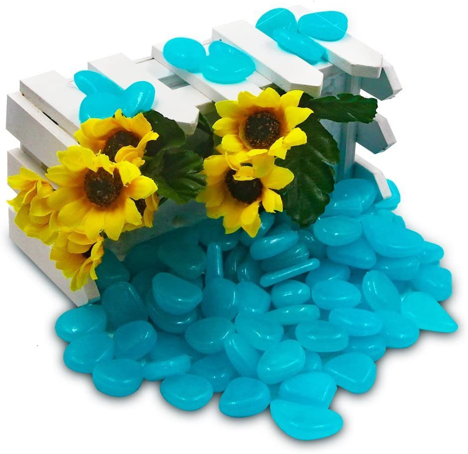 Skørter | chic style 300pcs Glow in the Dark Garden Stones, Garden Luminous Glow Stones Outdoor Decor Glowing Water Fish Tank Gravel (Blue)