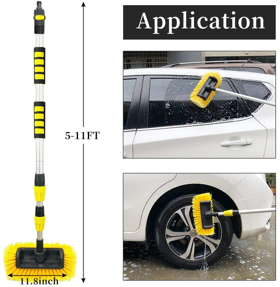 Skørter | Buyplus Car Wash Brush with Long Handle - 12 Foot Telescopic Flow Message Car Wash Brush with Hose Attachment, Soft Bristle Head for RVs, Trucks, No Scratch Dip Car Cleaning Water Brush