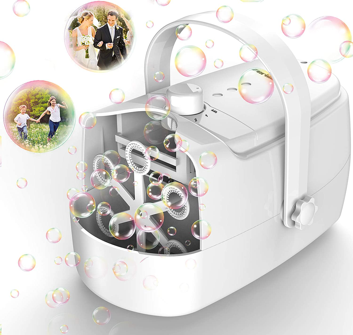 Skorter | Bubble Machine Durable Automatic Bubble Blower, 4800+ Bubbles Per Minute Bubbles for Children Toddlers Bubble Maker Powered by Plug-in or Batteries Bubble Toys for Indoor Outdoor Birthday Party