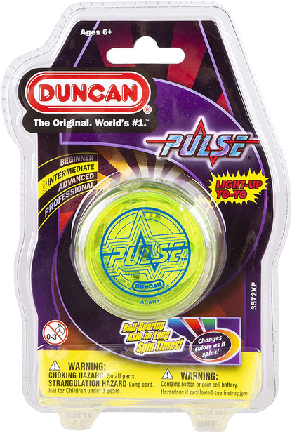 Skorter | Duncan Toys Pulse Led Light-Up Yo-Yo, Intermediate Level Yo-Yo With Ball Bearing Axle And Led Lights, Clear/Green