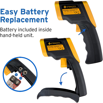 Skorter | Etekcity Infrared Thermometer 800 (Not for humans) Non-Contact Digital Temperature Gun, 16:1 DTS Ratio, 58℉ to 1382℉ (-50℃ to 750℃), Yellow and Black