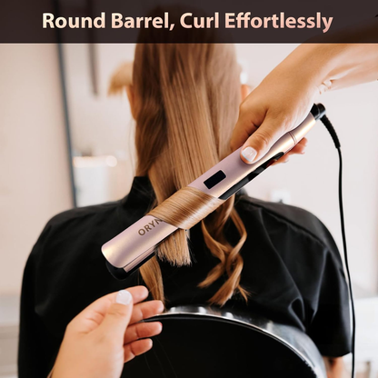 Skorter | 1” Hair Straightener and Curls 2-in-1, Ceramic Flat Iron with 10 Heat Settings