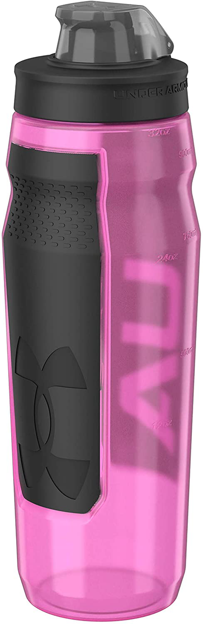 Skorter | Under Armour 32oz Playmaker Squeeze Water Bottle, Sanitary Lid Sleeve, High Flow Nozzle, Anti-Slip Handle, Finger Loop Carry, Fits in Bike Holder, Cycling, Gym, Hiking, All Sports
