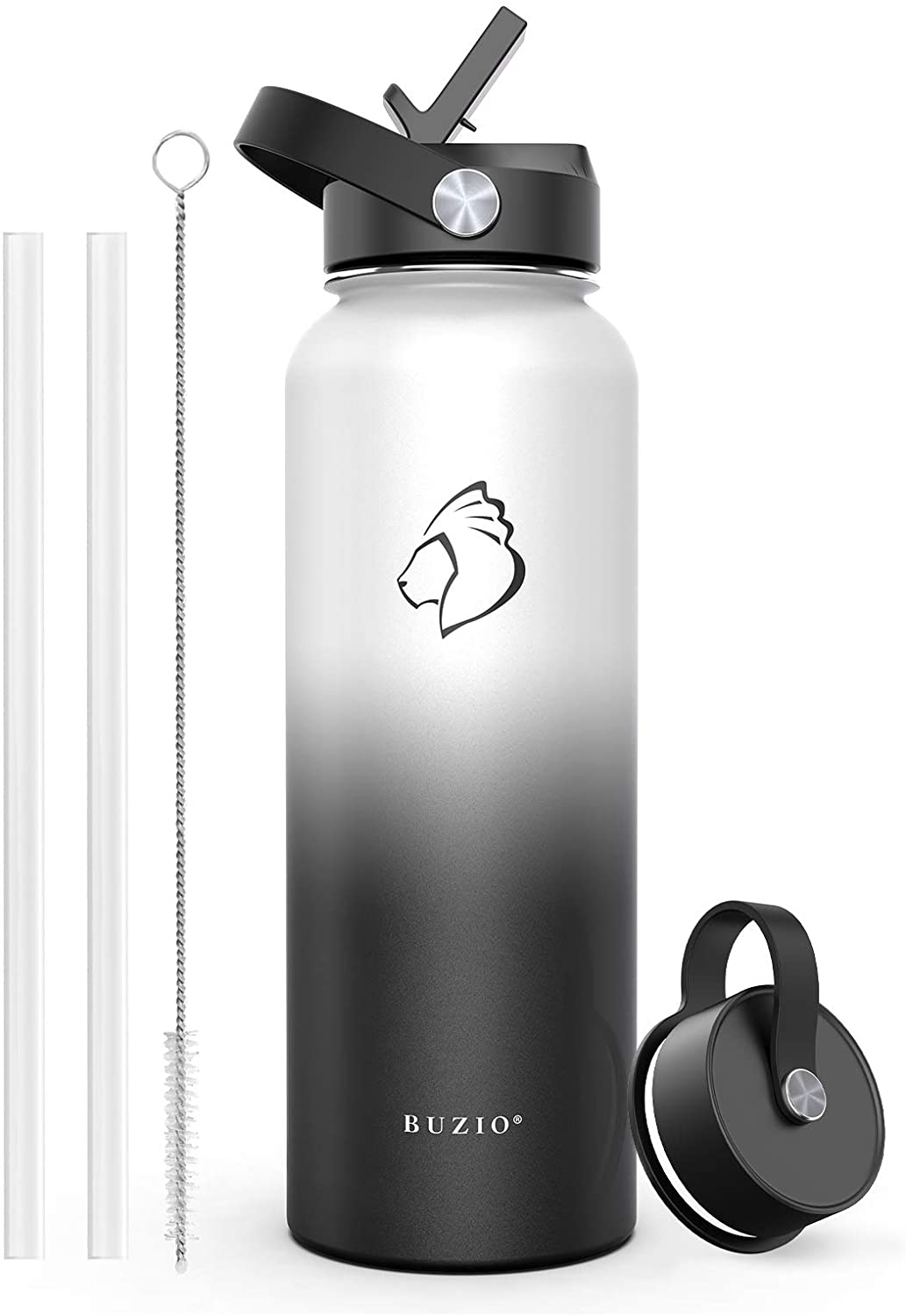 Skorter | BUZIO Insulated Water Bottle with Straw Lid and Flex Cap, 32oz, 40oz, 64oz, 87oz Modern Double Vacuum Stainless Steel Water Bottle, Cold for 48 Hours Hot for 24 Hours Easy Thermos Mug, BPA-Free