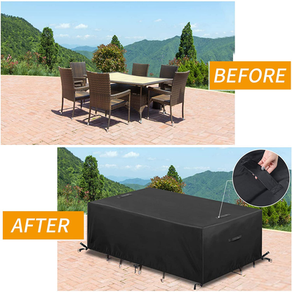 Skorter | Essort Outdoor Furniture Protection Waterproof Patio Table Cover, 4-6 Seats Heavy Duty Windproof Square Garden Table Sofa Cover, UV-Resistant (83.5''X48.4''X29'')