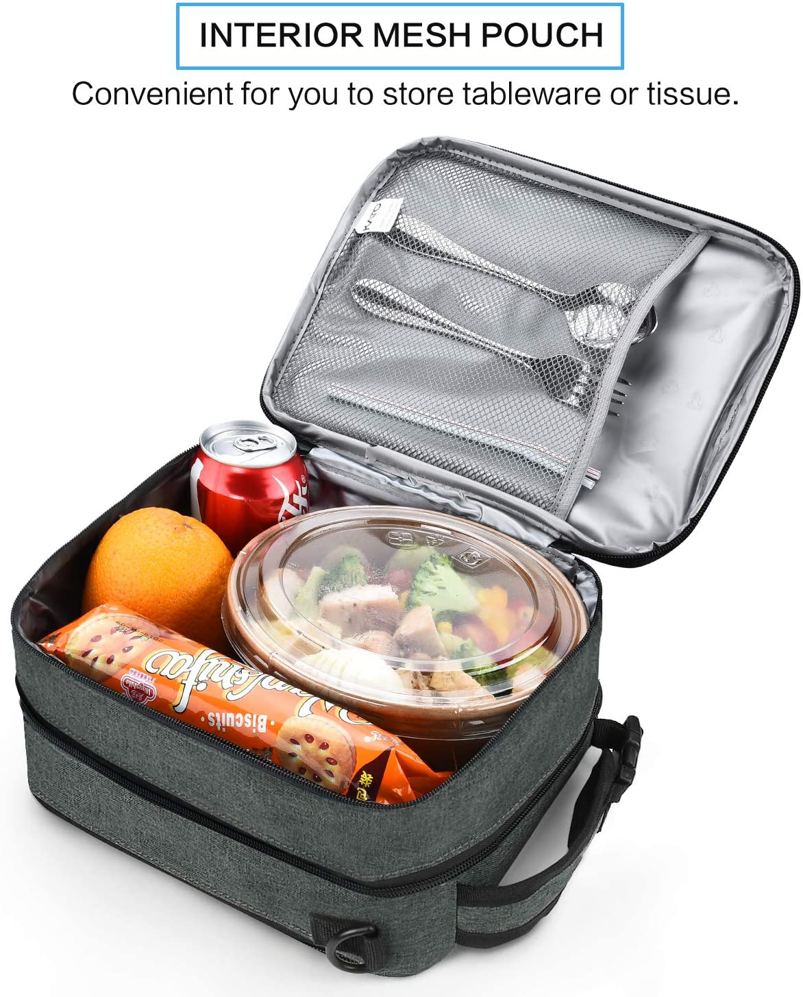 Skorter | Expandable Insulated Lunch Bag, Leakproof Flat Lunch Cooler Tote With Shoulder Strap For Men And Women, Suitable For Work & Office Tirrinia, Blue