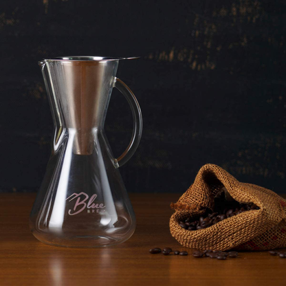 Skorter | Blue Brew BB1011 Pour Over Brewer - Coffee Machine Jug with Permanent Filter - 15oz