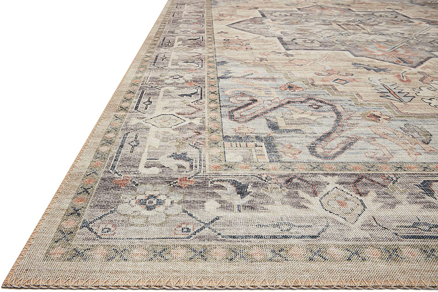 Skørter | Loloi II Hathaway Collection HTH-05 Steel / Ivory, Traditional Runner Rug, 2'-6" x 7'-6"