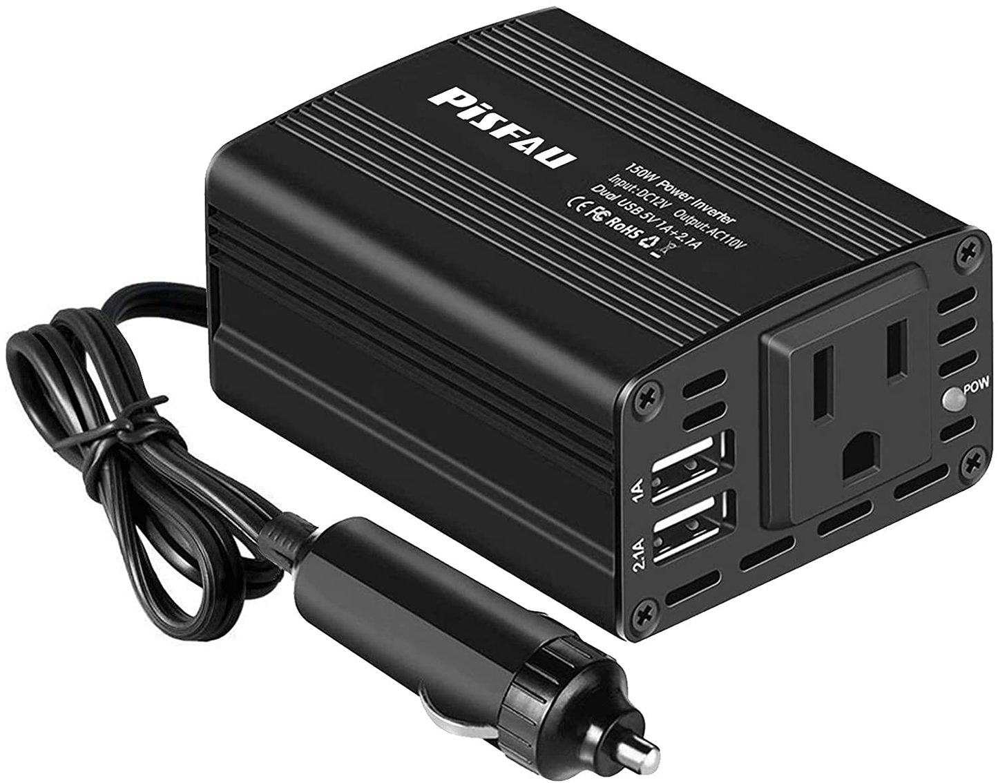 Skorter | 150W Power inverter 12V DC to 110V AC Car plug Adapter Output Converter with 3.1A Dual USB AC